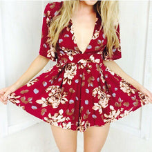 Boho V Neck Floral Printed Rompers